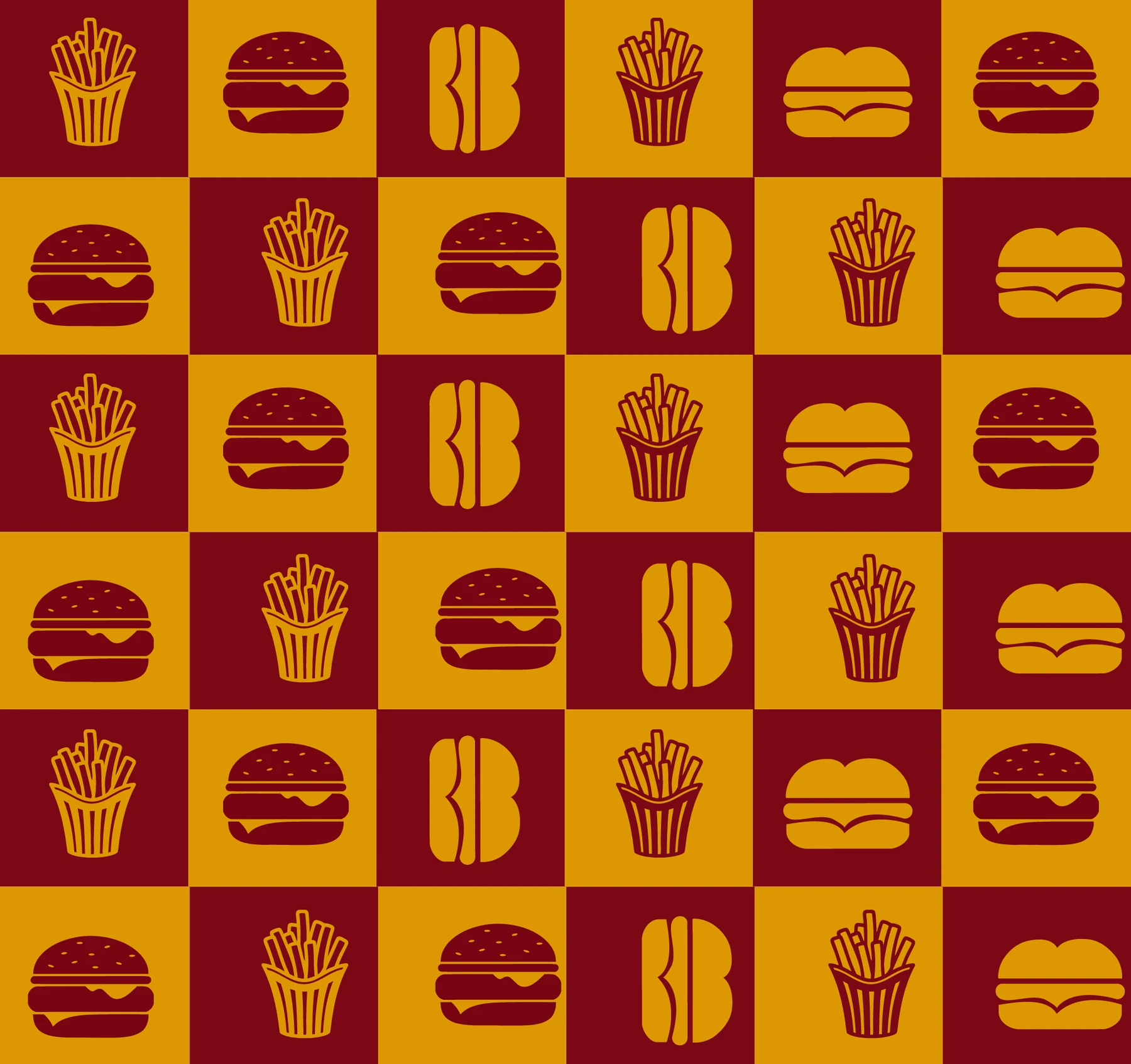 Padrão quadriculado com símbolos de Banda Burguer