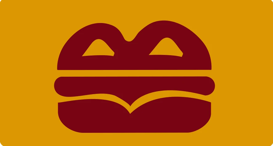 Símbolo de hambúrguer burgundy sobre fundo mostarda