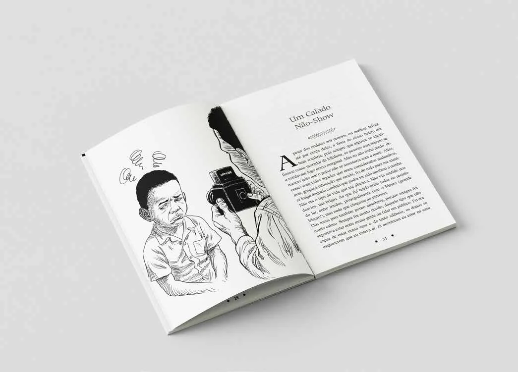 Páginas de livro com ilustração e texto
