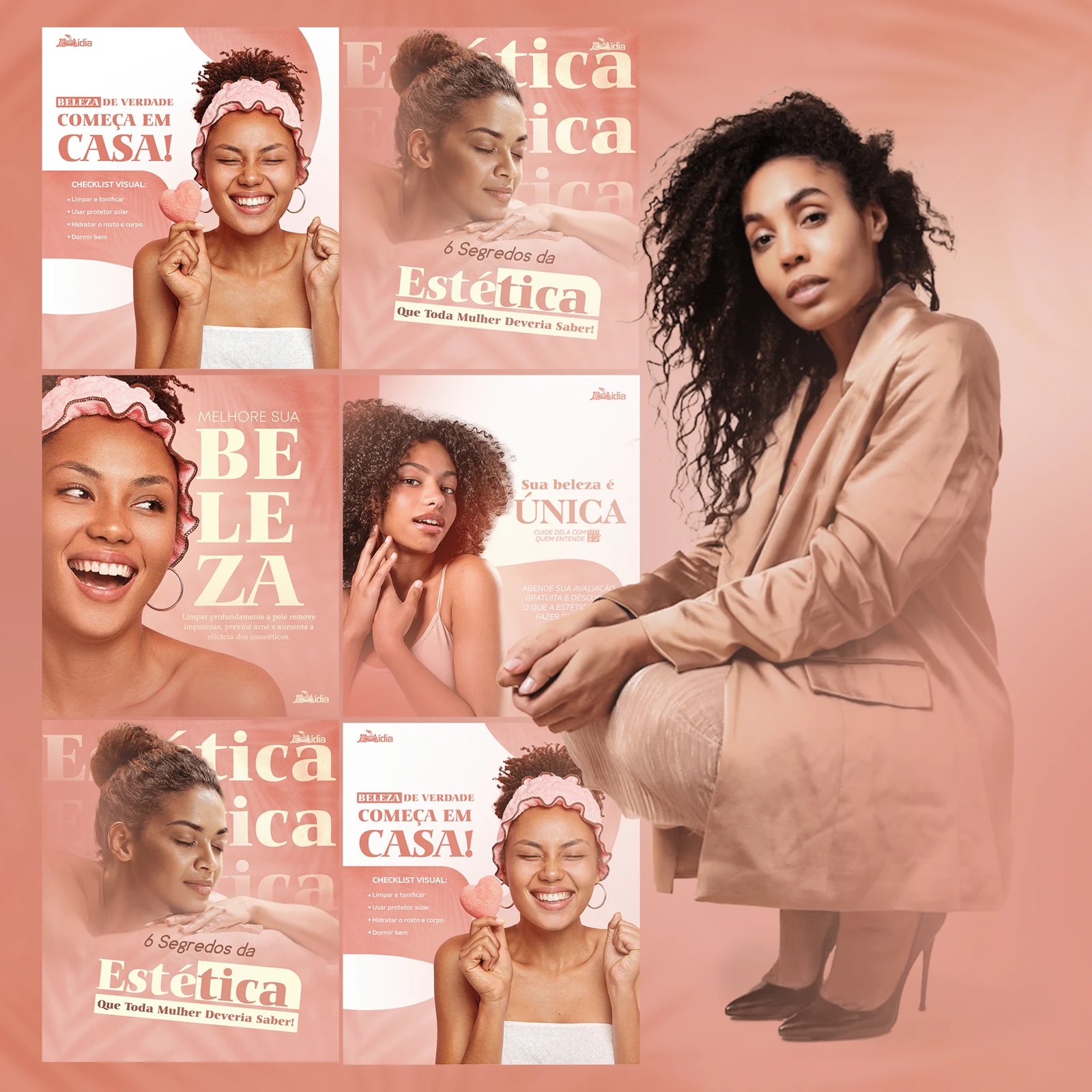 Visão geral da campanha de social media para estética