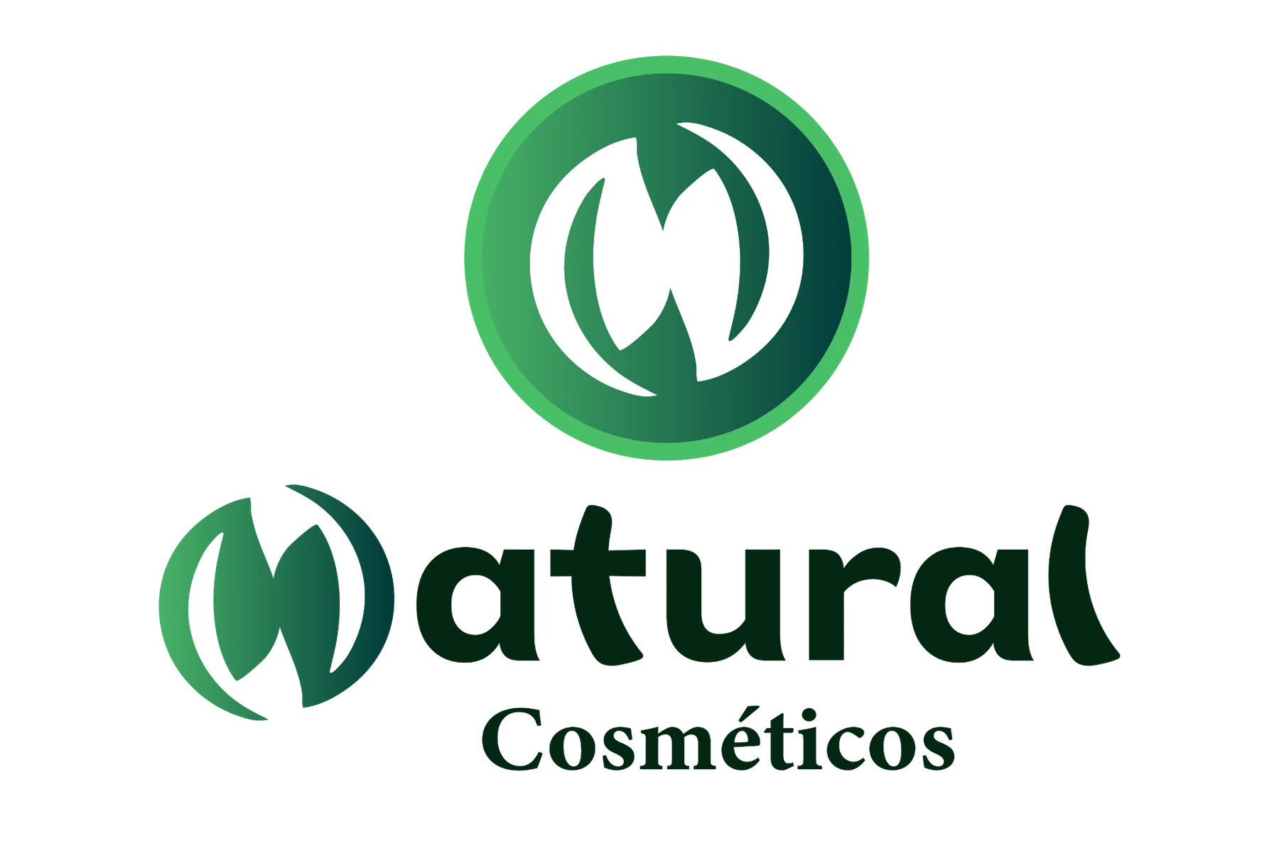 Logotipo Natural Cosméticos com símbolo de folhas e letra N