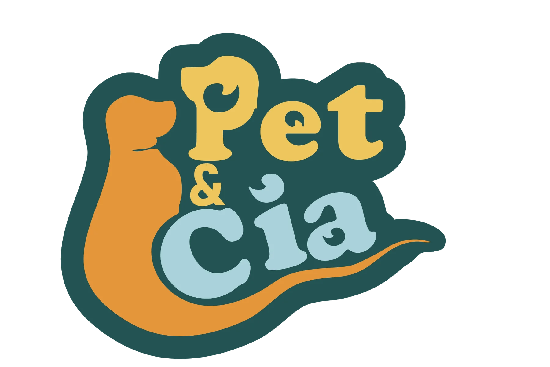 Logotipo Pet & Cia com silhueta de cão e letras arredondadas